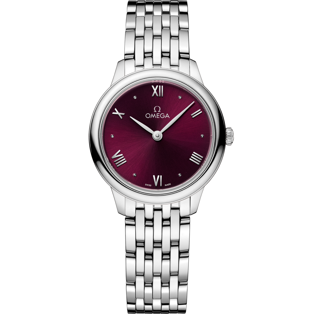 Omega De Ville Prestige 27.5 mm Steel Red Dial Bracelet 434.10.28.60.11.001