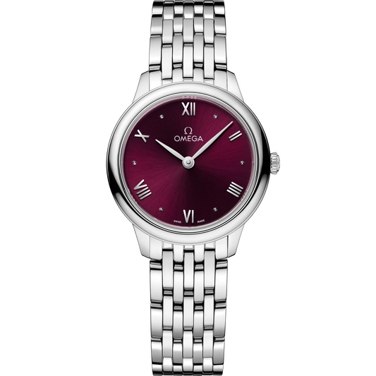 Omega De Ville Prestige 27.5 mm Steel Red Dial Bracelet 434.10.28.60.11.001