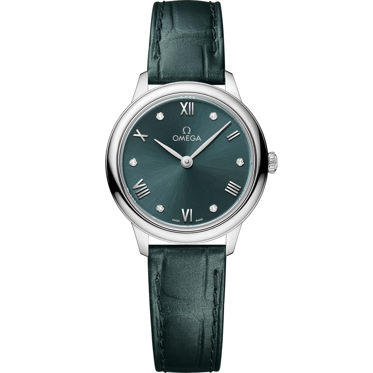 Omega De Ville Prestige 27.5 mm Steel Green Dial Strap 434.13.28.60.60.001