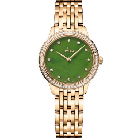 Omega De Ville Prestige 27.5 mm Yellow Gold Green Jade Dial Strap 434.55.28.60.99.001