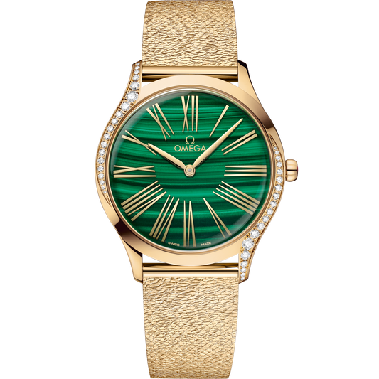 Omega De Ville Trésor 36 mm Rose Gold Green Diamond Dial Bracelet 428.55.36.60.99.003