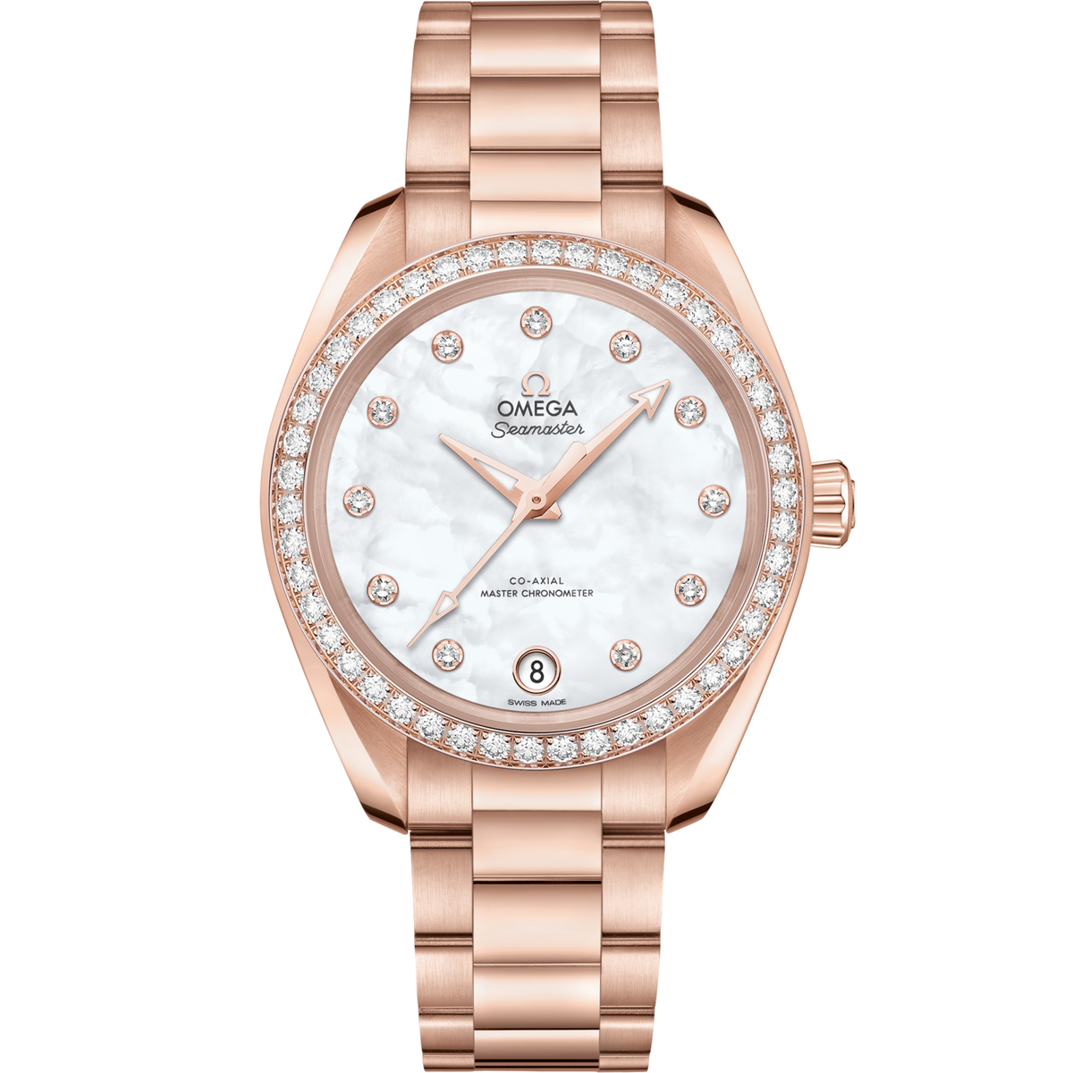 Omega Seamaster Aqua Terra 34 mm Rose Gold White Diamond Dial Bracelet 220.55.34.20.55.001