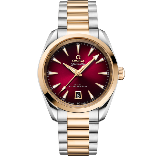 Omega Seamaster Aqua Terra 41 mm Steel Moonshine Gold Red Dial Bracelet 220.20.38.20.10.002