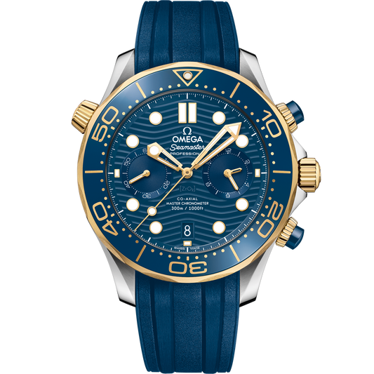 Omega Seamaster Diver 300M 44 mm Stainless Steel Yellow Gold Blue Dial Strap 210.22.44.51.03.001