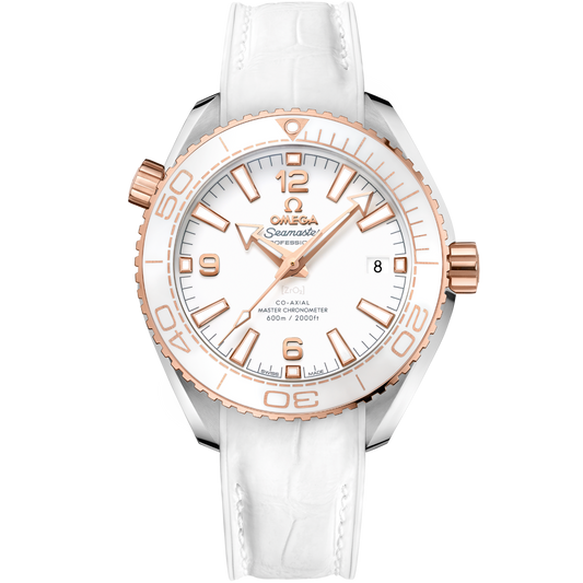 Omega Seamaster Planet Ocean 39.5 mm Rose Gold White Dial Strap 215.23.40.20.04.001