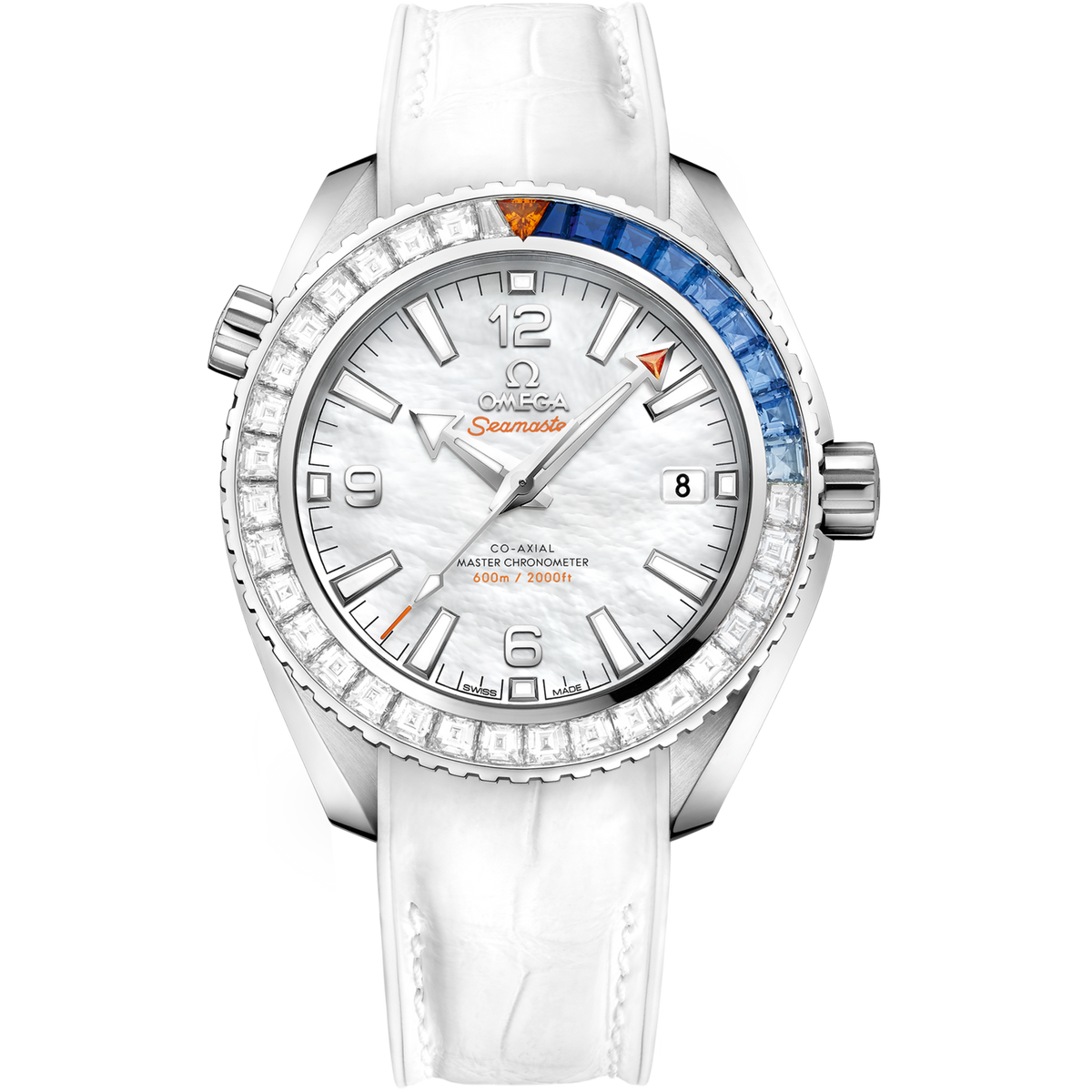 Omega Seamaster Planet Ocean 39.5 mm White Gold White Dial Strap 215.58.40.20.05.001