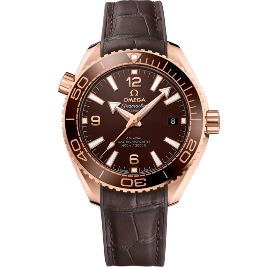 Omega Seamaster Planet Ocean 39.5 mm Rose Gold Brown Dial Strap 215.63.40.20.13.001
