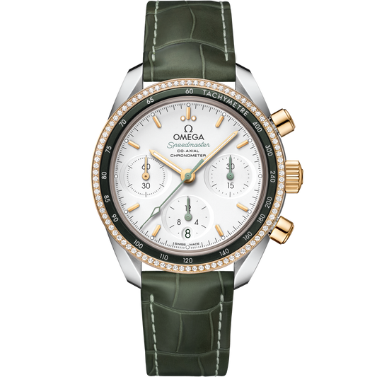 Omega Speedmaster 38 Steel Yellow Gold Silver Dial Strap 324.28.38.50.02.001