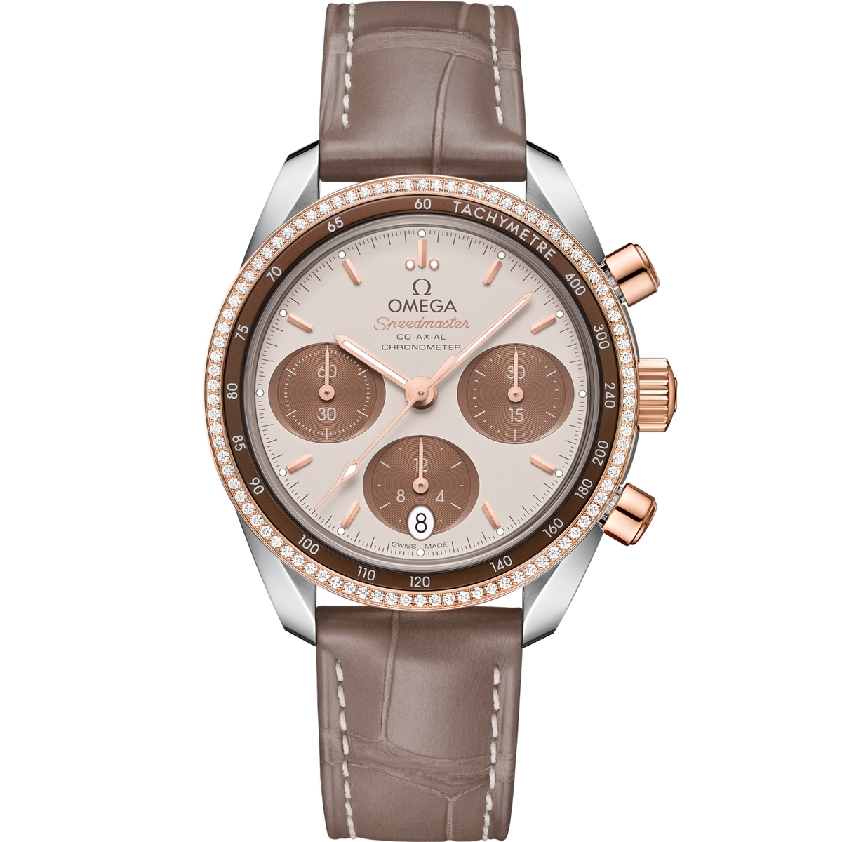 Omega Speedmaster 38 Steel Rose Gold Brown Dial Strap 324.28.38.50.02.002