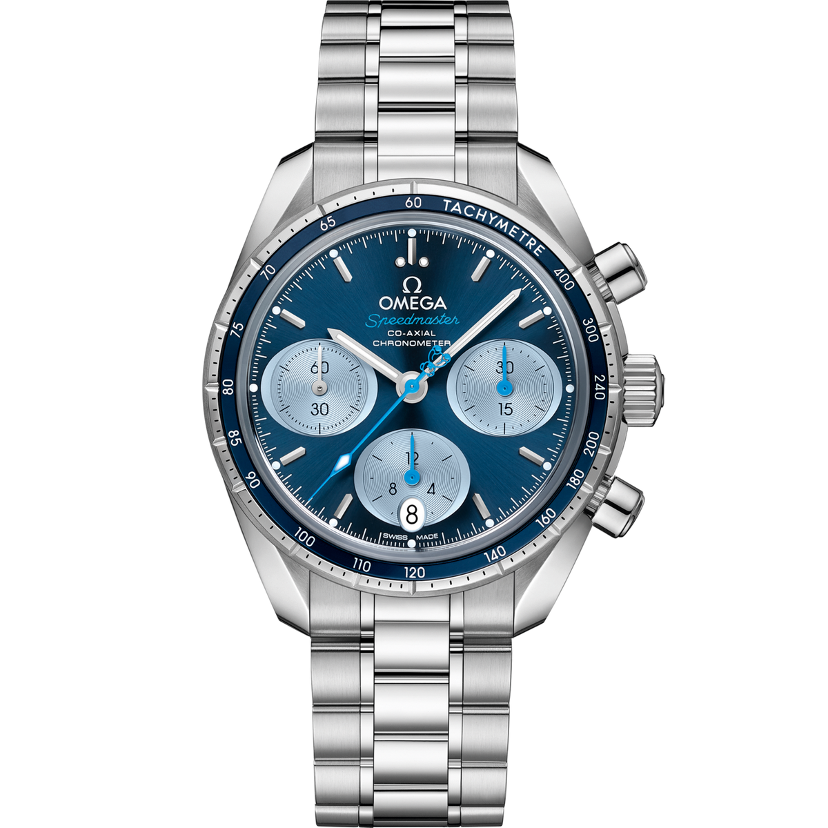 Omega Speedmaster 38 38 mm Stainless Steel Blue Dial Bracelet 324.30.38.50.03.002