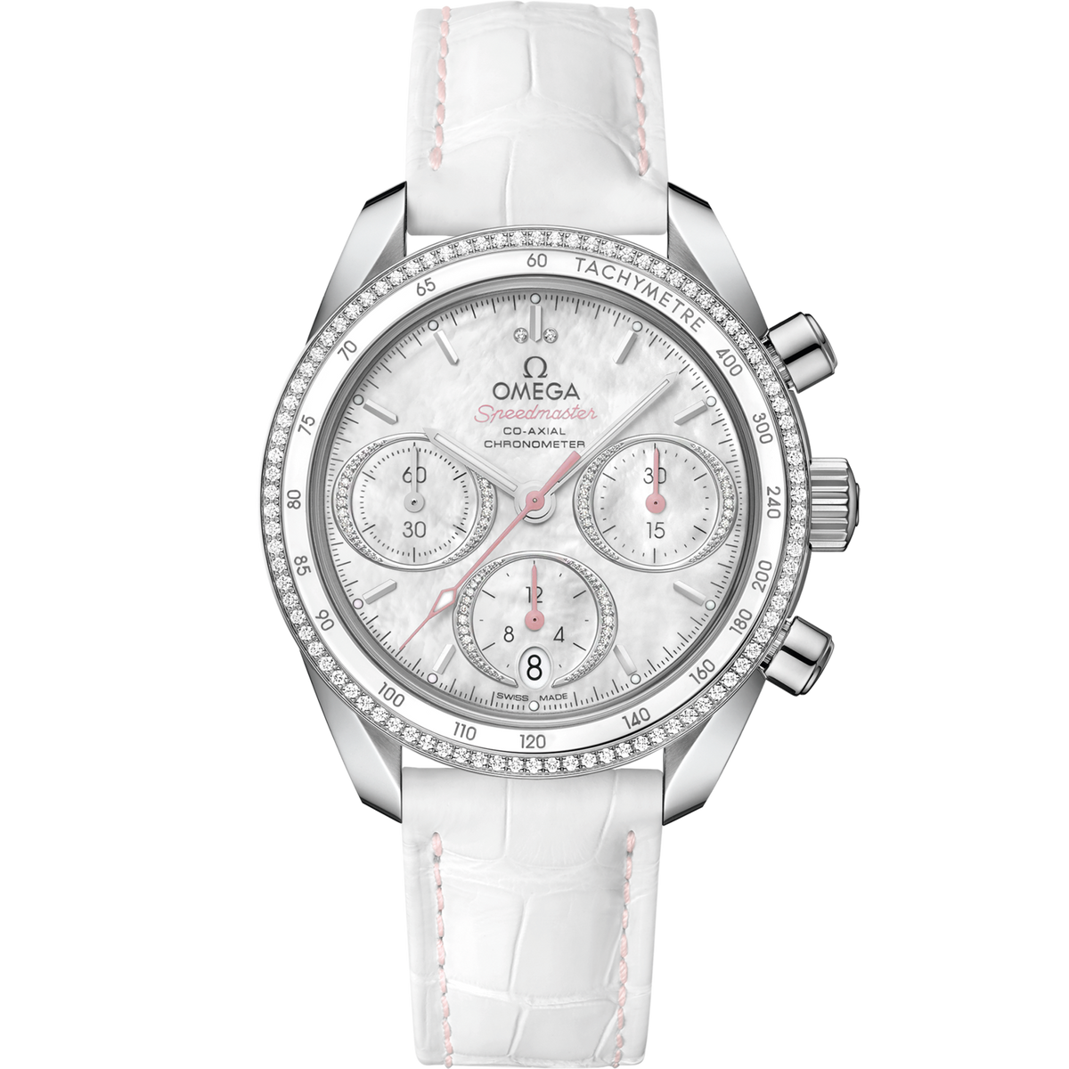 Omega Speedmaster 38 38 mm Stainless Steel White Diamond Dial Strap 324.38.38.50.55.001