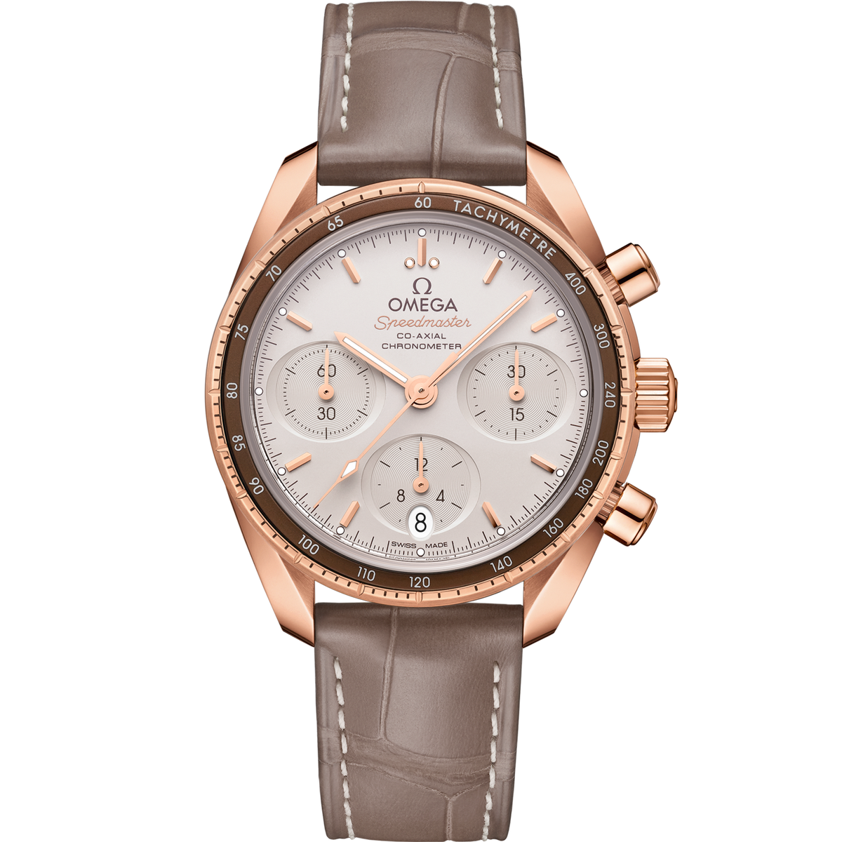 Omega Speedmaster 38 38 mm Sedna Gold Silver Dial Strap 324.63.38.50.02.003