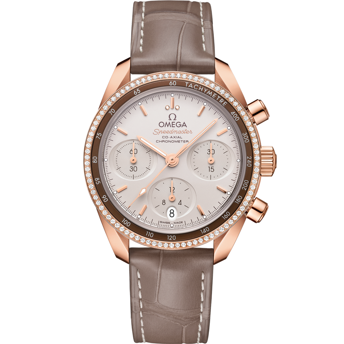 Omega Speedmaster 38 Rose Gold Silver Dial Strap 324.68.38.50.02.003