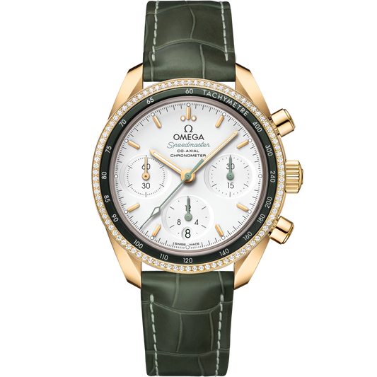 Omega Speedmaster 38 38 mm Yellow Gold Silver Dial Strap 324.68.38.50.02.004