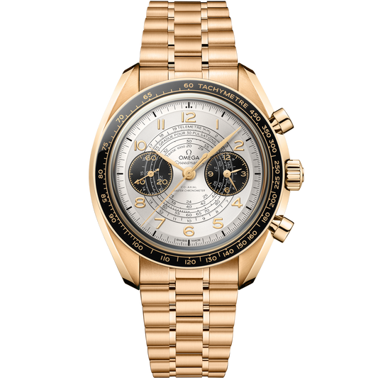 Omega Speedmaster Chronoscope Gold Silver Dial Bracelet 522.60.43.51.02.001