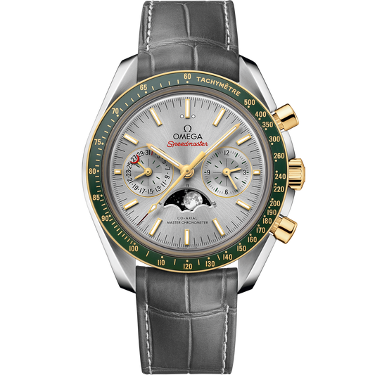 Omega Speedmaster Moonphase 44.25 mm Steel Yellow Gold Grey Dial Strap 304.23.44.52.06.001