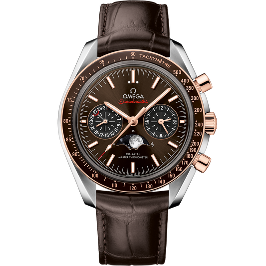 Omega Speedmaster Moonphase 44.25 mm Stainless Steel Sedna™ Gold Brown Dial Strap 304.23.44.52.13.001