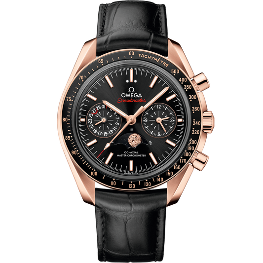 Omega Speedmaster Moonphase 44.25 mm Rose Gold Black Dial Strap 304.63.44.52.01.001