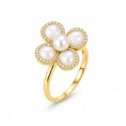 Perla 18K Gold Plated 925 Sterling Silver Cubic Zirconia Ring