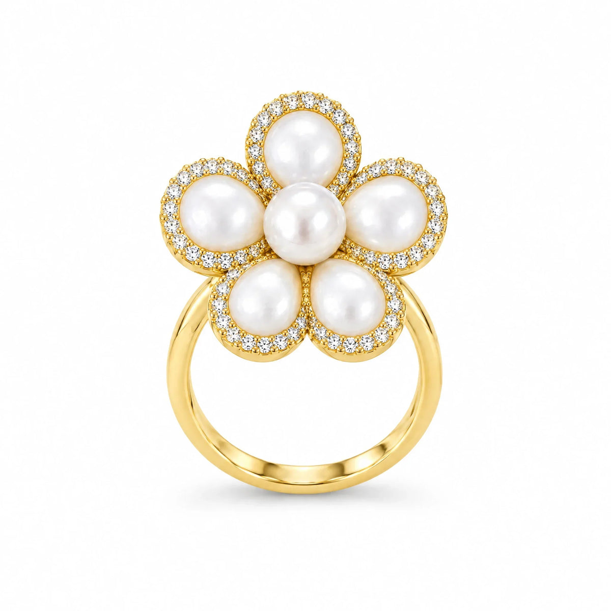 Perla 18K Gold Plated 925 Sterling Silver Cubic Zirconia Ring