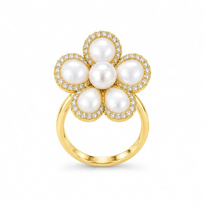 Perla 18K Gold Plated 925 Sterling Silver Cubic Zirconia Ring