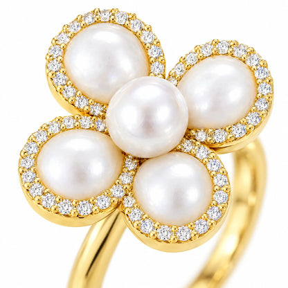 Perla 18K Gold Plated 925 Sterling Silver Cubic Zirconia Ring