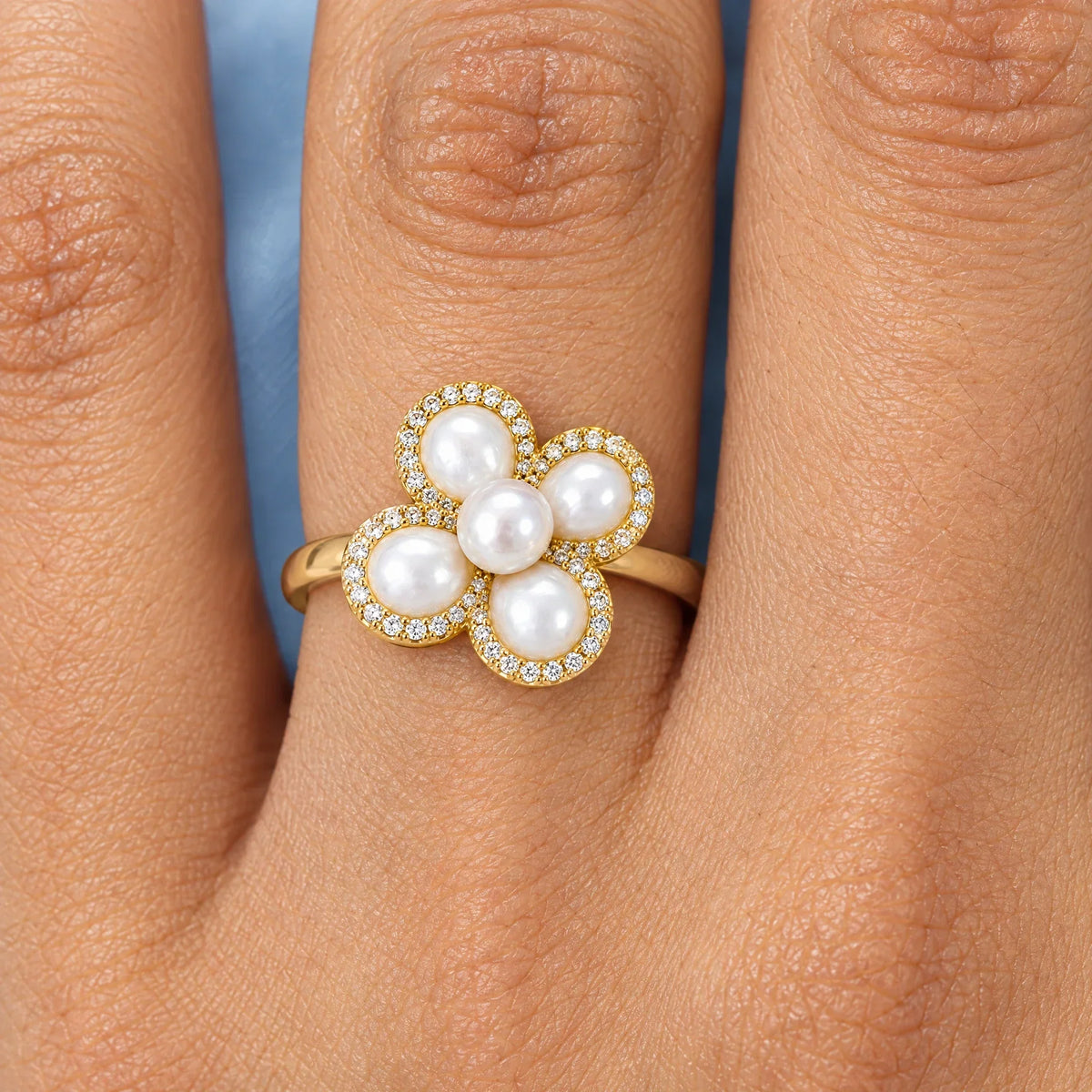 Perla 18K Gold Plated 925 Sterling Silver Cubic Zirconia Ring