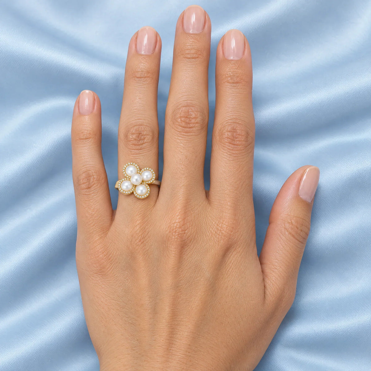 Perla 18K Gold Plated 925 Sterling Silver Cubic Zirconia Ring