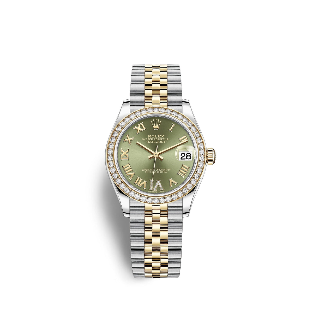 Datejust 31, Oystersteel, 18kt Yellow Gold and diamonds, Ref# 278383RBR-0016