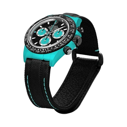 DW Daytona quartz fiber celeste 40mm oyster black