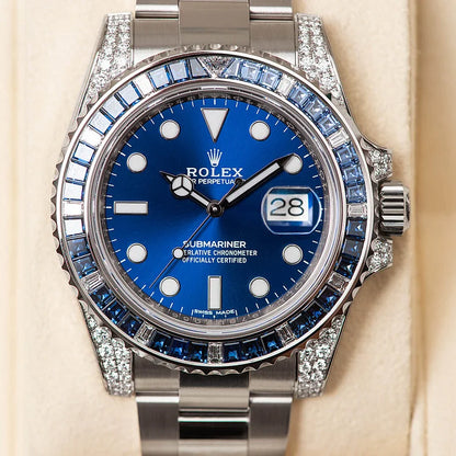 Submariner Date 116659 SABR 18K White Gold Diamonds Sapphires UNWORN