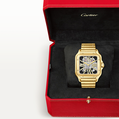 Santos de CT Large 18ct Yellow Gold Men’s Skeleton Dial Watch