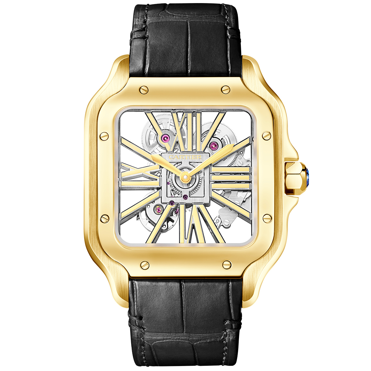 Santos de CT Large 18ct Yellow Gold Men’s Skeleton Dial Watch