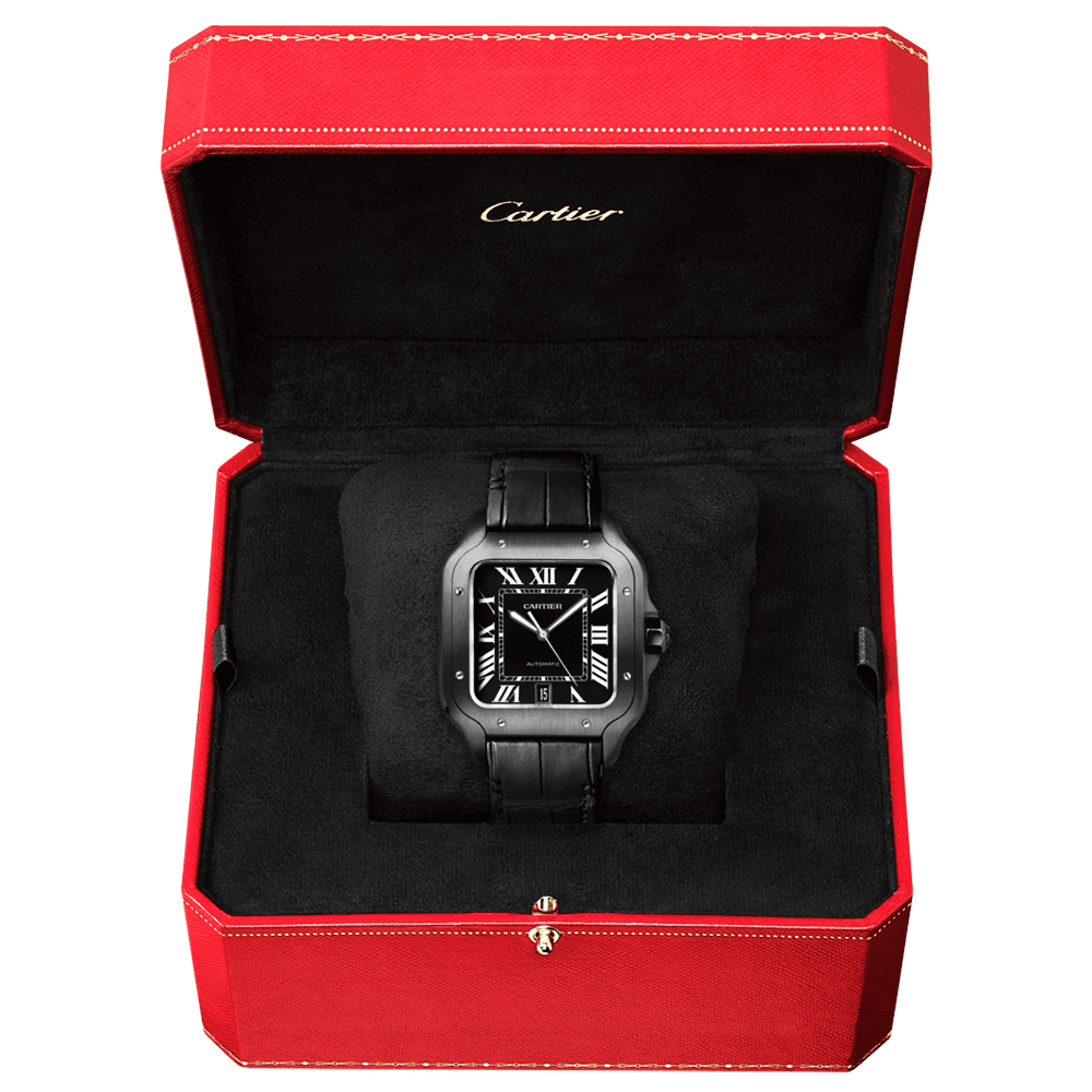 Santos de CT Large ADLC Black Dial & Strap Men’s Automatic Watch