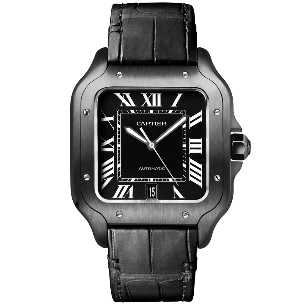 Santos de CT Large ADLC Black Dial & Strap Men’s Automatic Watch