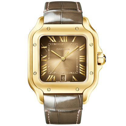 Santos de CT Large Brown Dial 18ct Yellow Gold Automatic Watch