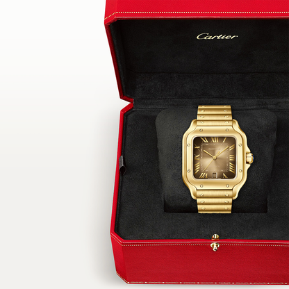 Santos de CT Large Brown Dial 18ct Yellow Gold Automatic Watch
