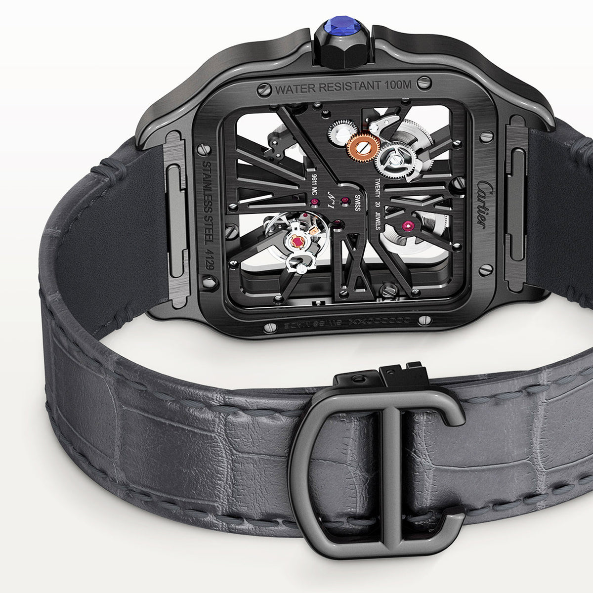 Santos de CT Large Skeleton Black ADLC Men’s Watch