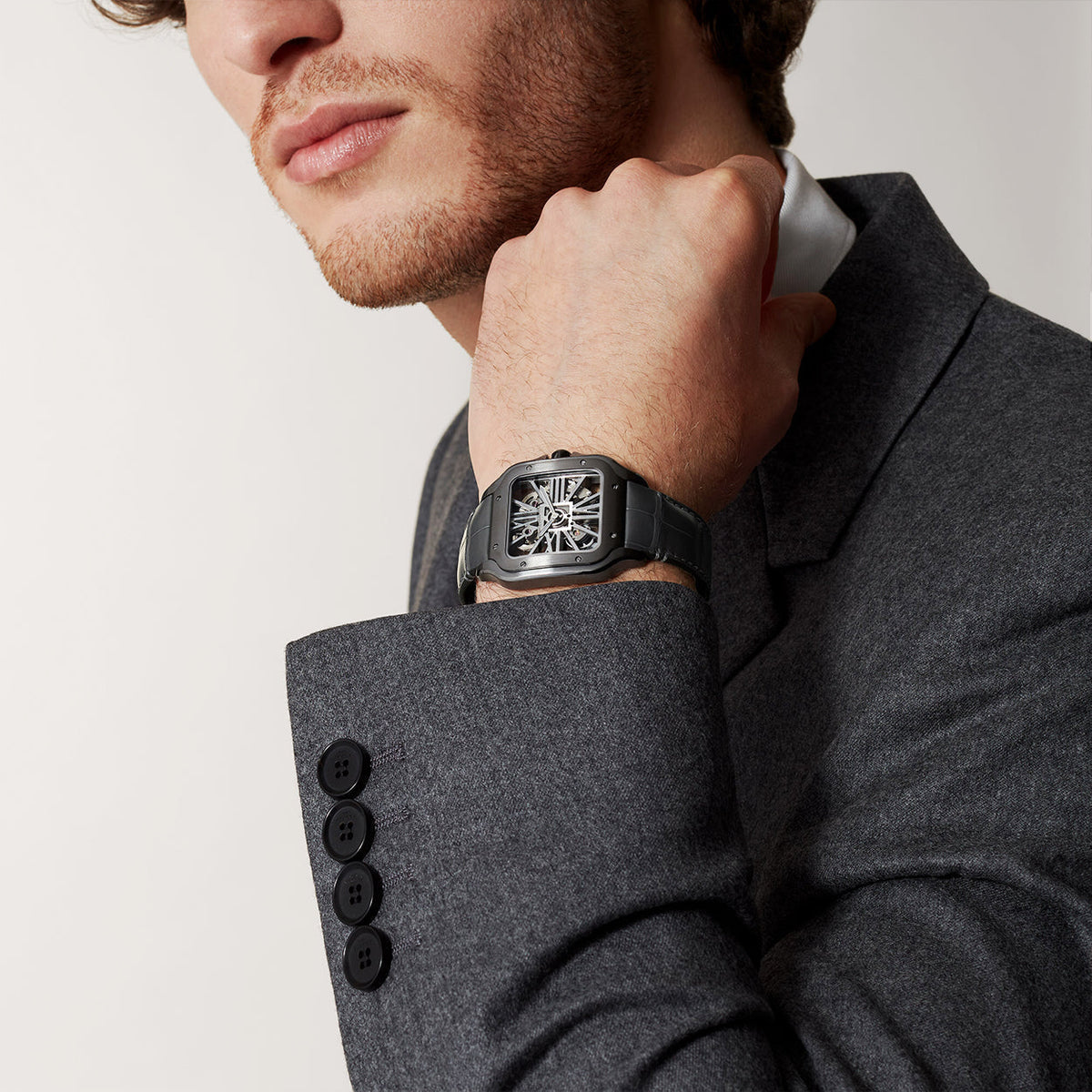 Santos de CT Large Skeleton Black ADLC Men’s Watch