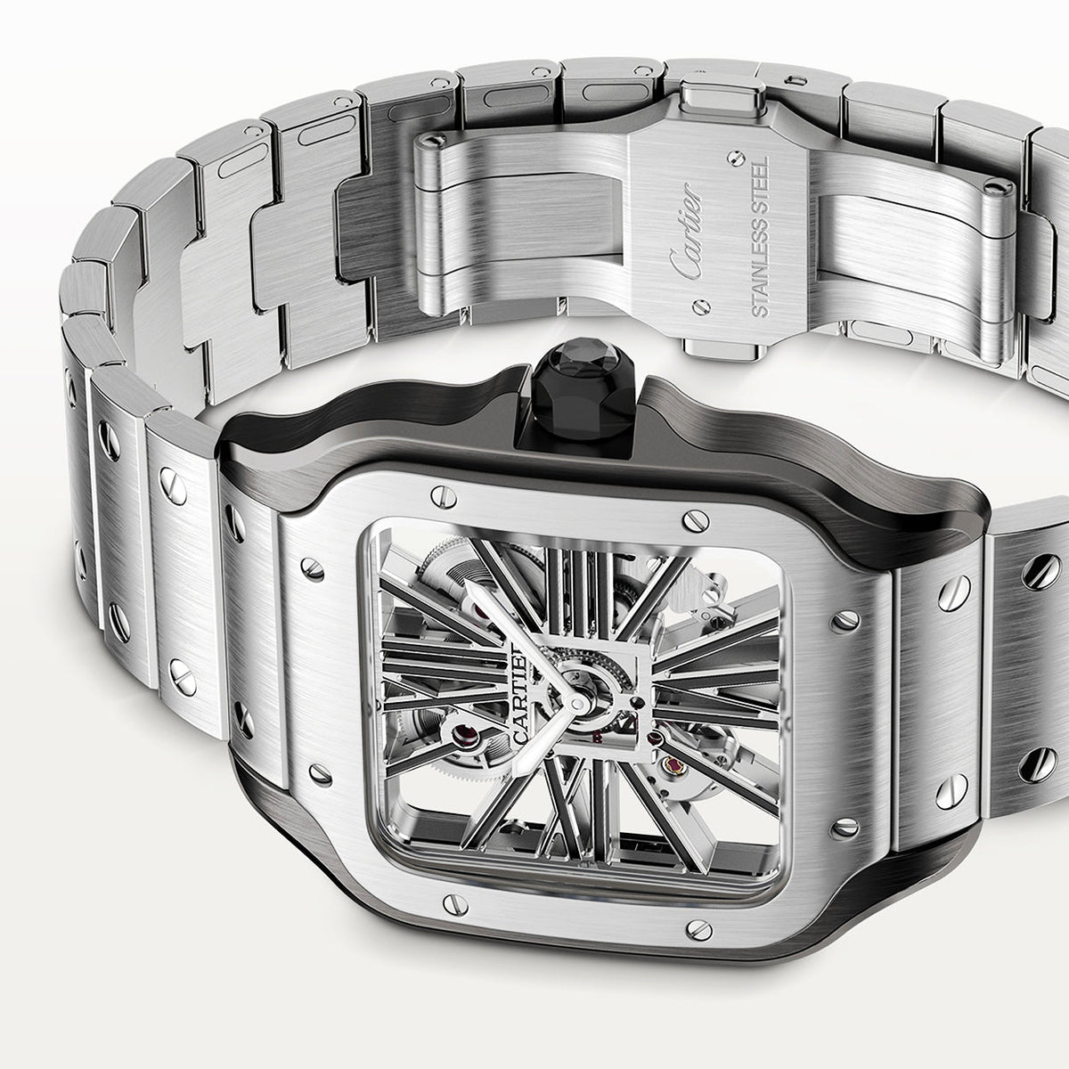 Santos de CT Large Skeleton Steel & Black ADLC Watch