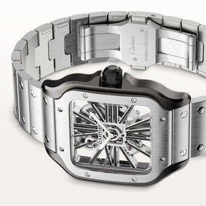 Santos de CT Large Skeleton Steel & Black ADLC Watch