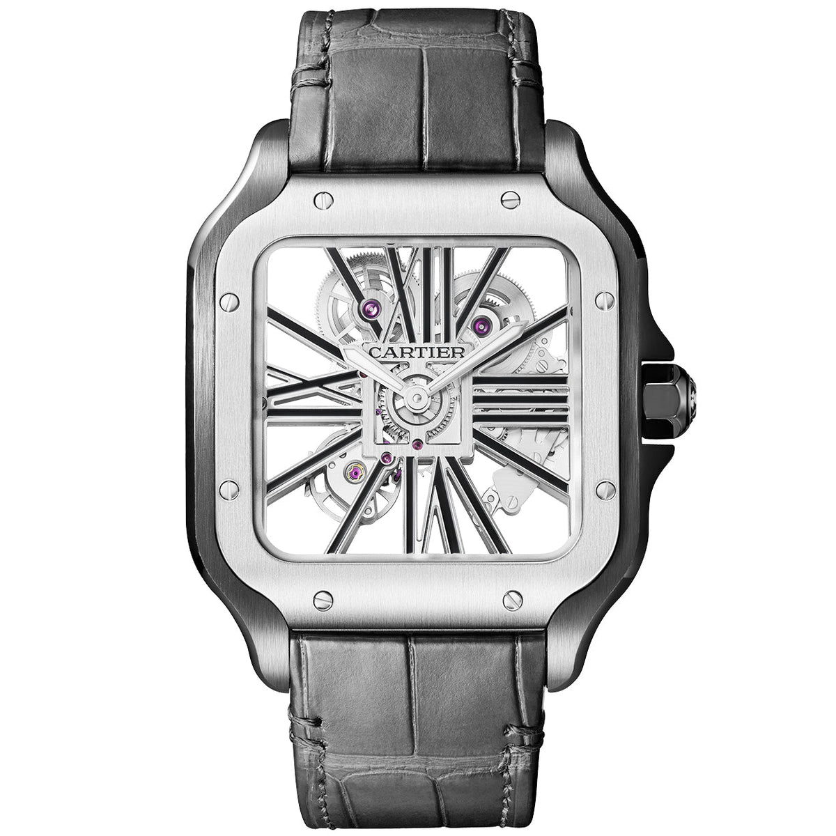 Santos de CT Large Skeleton Steel & Black ADLC Watch
