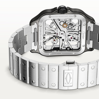 Santos de CT Large Skeleton Steel & Black ADLC Watch