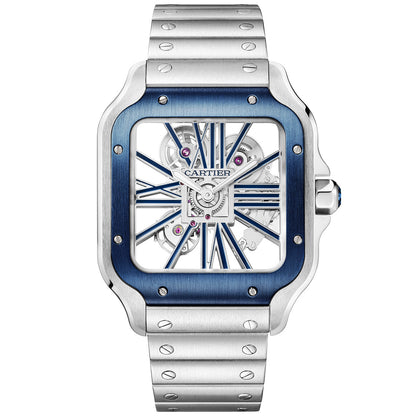 Santos de CT Large Skeleton/Blue Dial Men’s Watch
