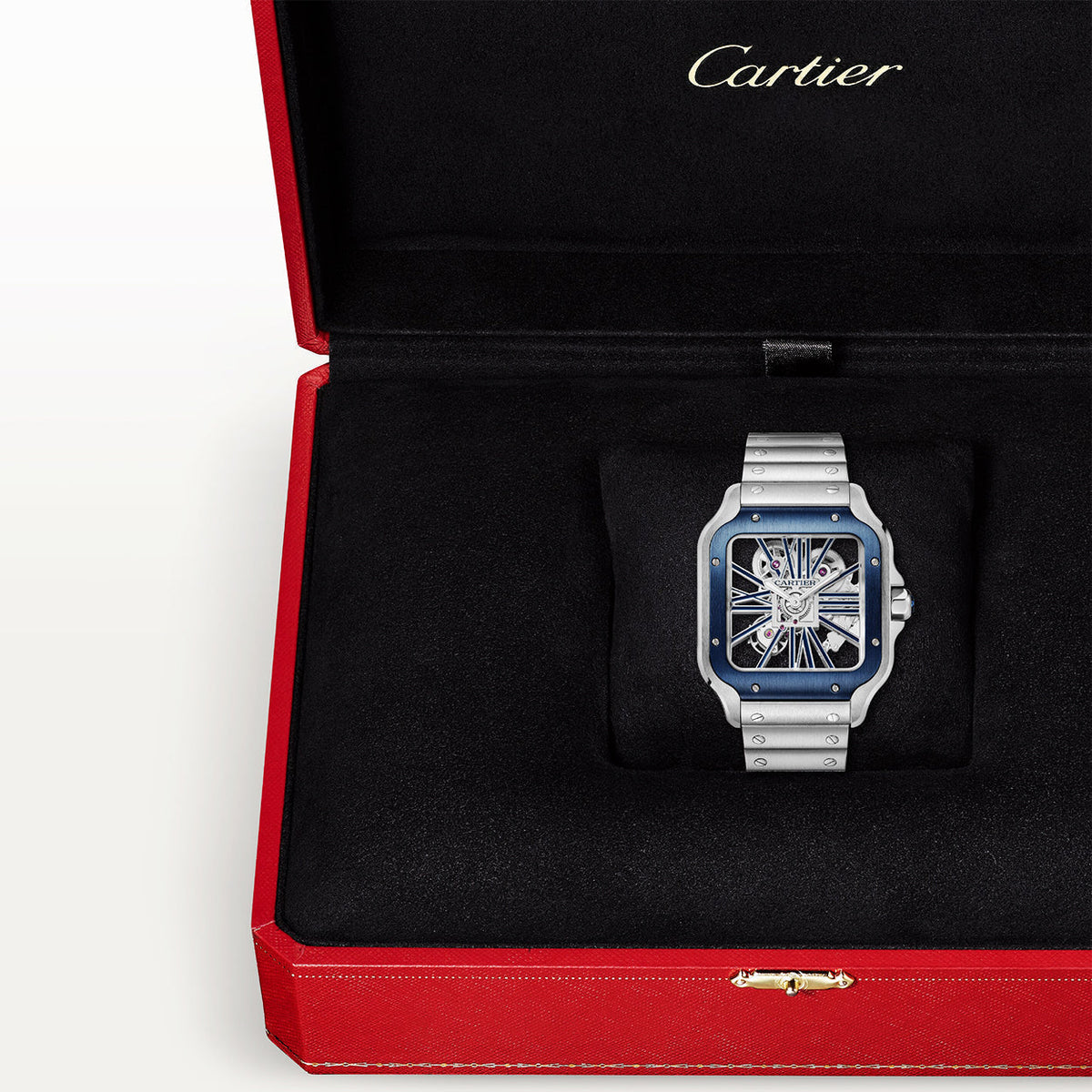 Santos de CT Large Skeleton/Blue Dial Men’s Watch