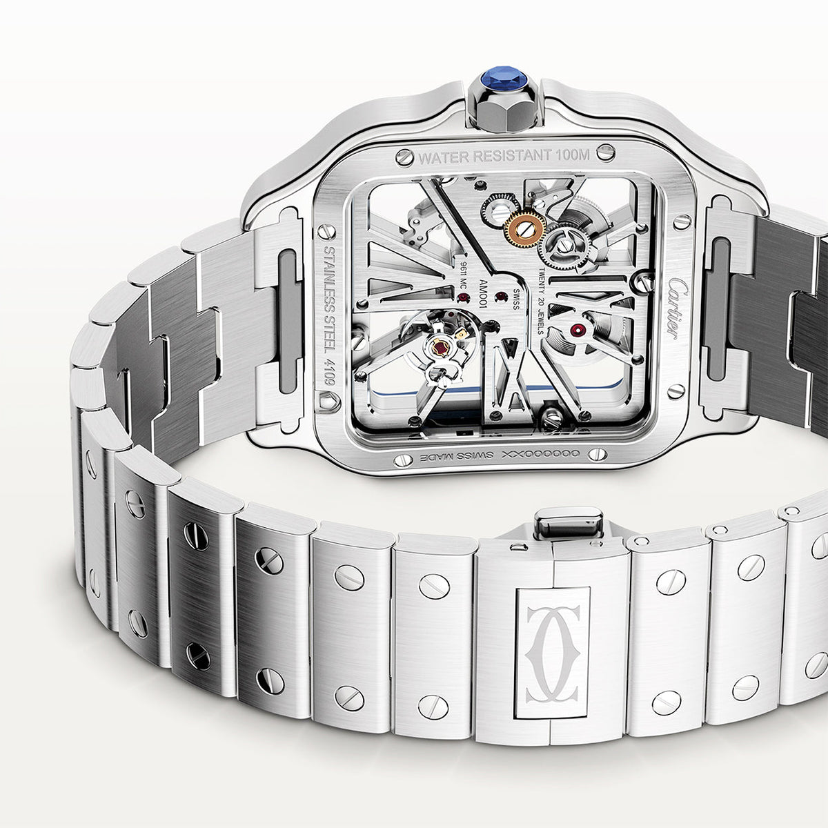 Santos de CT Large Skeleton/Blue Dial Men’s Watch