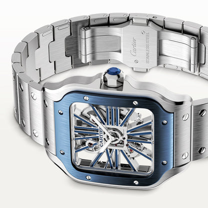 Santos de CT Large Skeleton/Blue Dial Men’s Watch