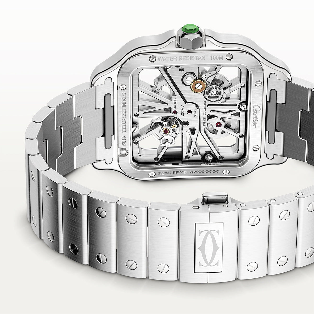 Santos de CT Large Skeleton/Green Dial Men’s Watch