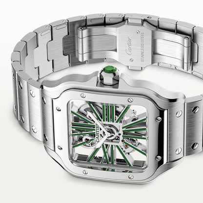 Santos de CT Large Skeleton/Green Dial Men’s Watch