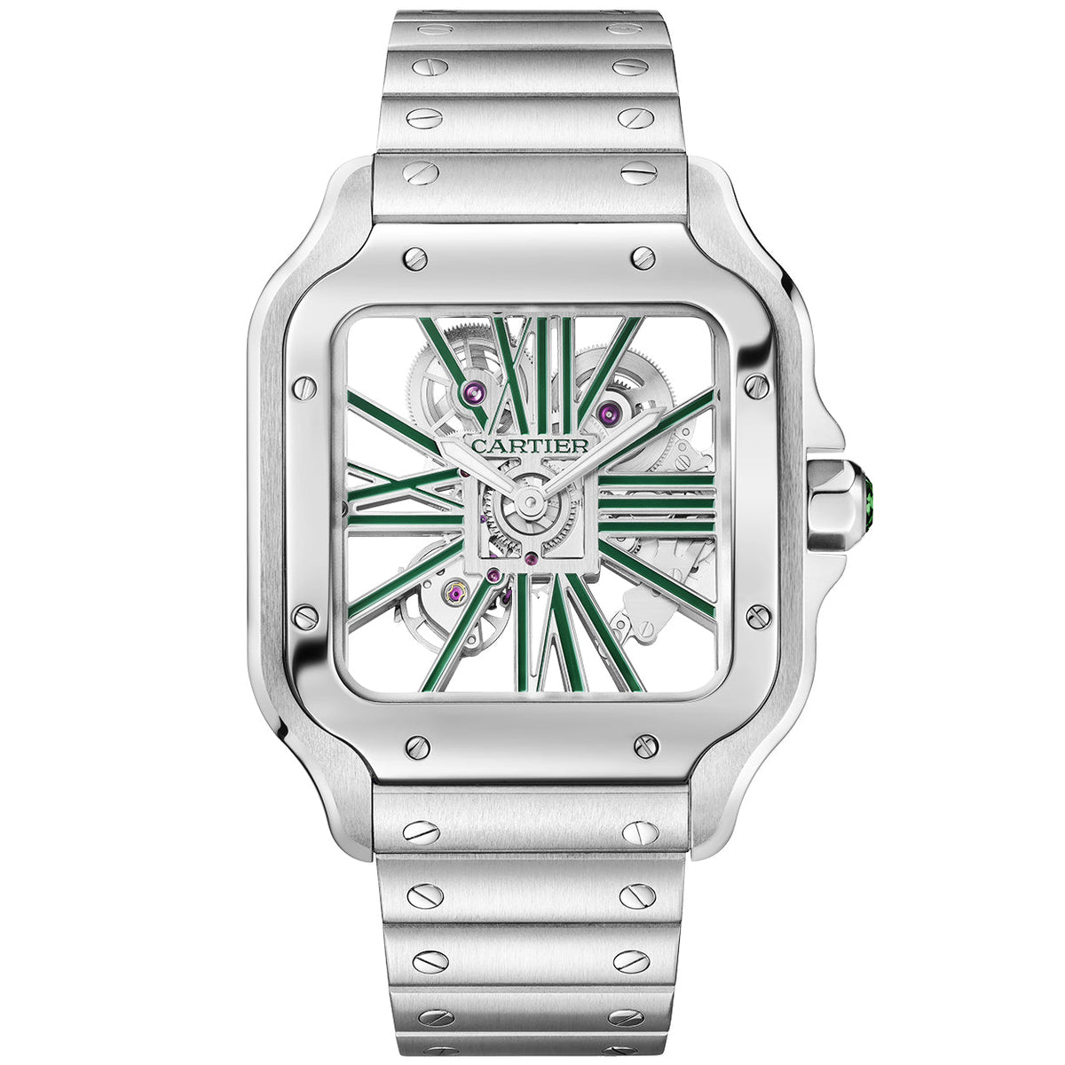 Santos de CT Large Skeleton/Green Dial Men’s Watch